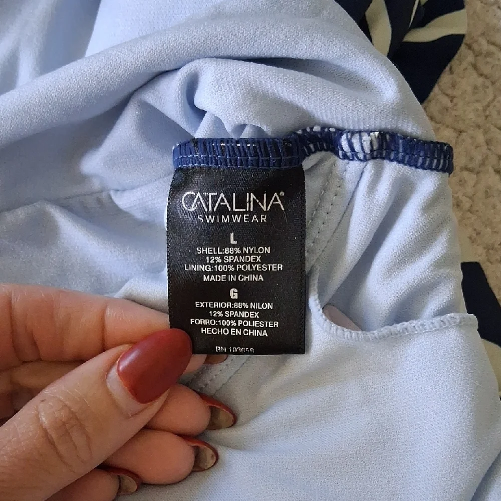 Catalina Navy and White One Piece Swimsuit - Picture 2 of 3